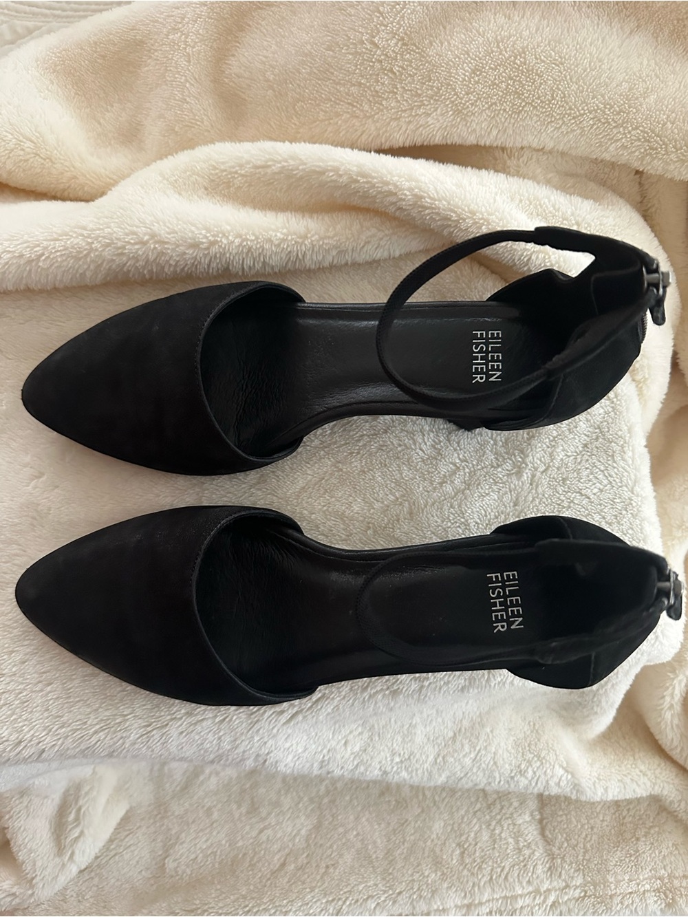 Eileen Fisher Black Nubuck D’orsays Size 7.5